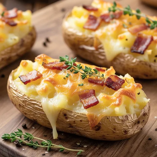 Cheesy Baked Potatoes with Bacon