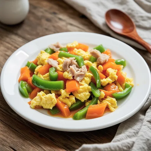 Stir-fried Bell Pepper, Tuna, and Egg