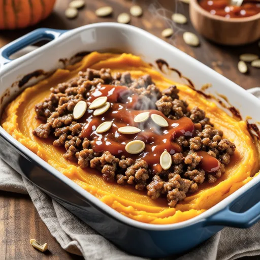Mashed Pumpkin and Meat Sauce Layered Bake