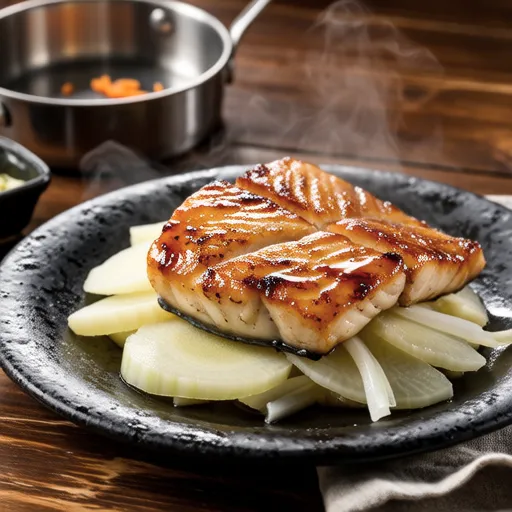 Grilled Yellowtail and Daikon with Ponzu