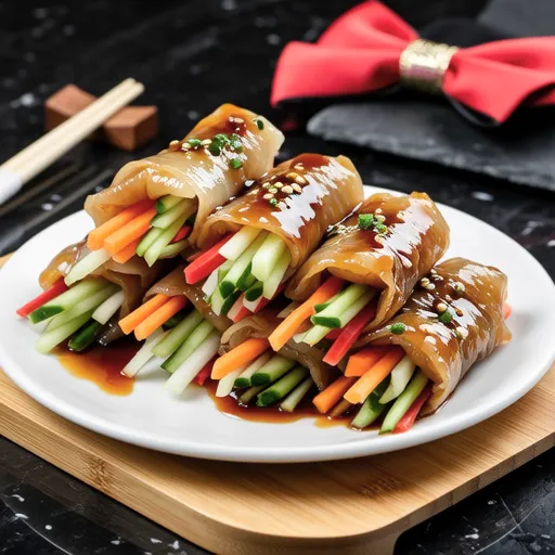 Smoked Duck Wrapped in Pickled Radish Rolls