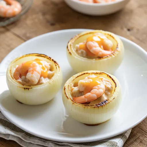 Onion Cups with Tartar Shrimp Gratin
