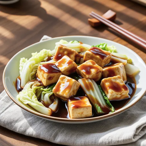 Simmered Cabbage and Fried Tofu