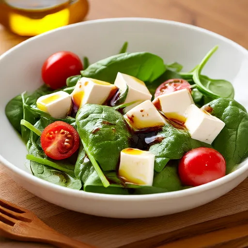 Gesunder Salat mit Tofu und Spinat