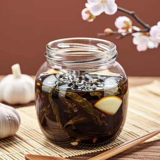 Soy Sauce Pickled Garlic and Shiso Leaves