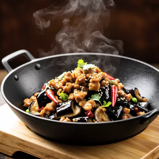 Shiitake and Eggplant Minced Meat Stir-fry