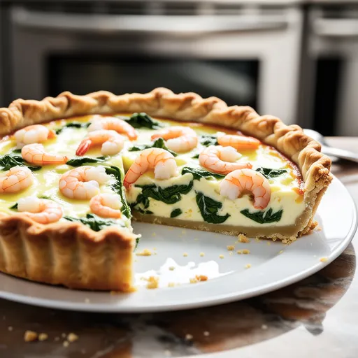 Komatsuna and Sakura Shrimp Quiche