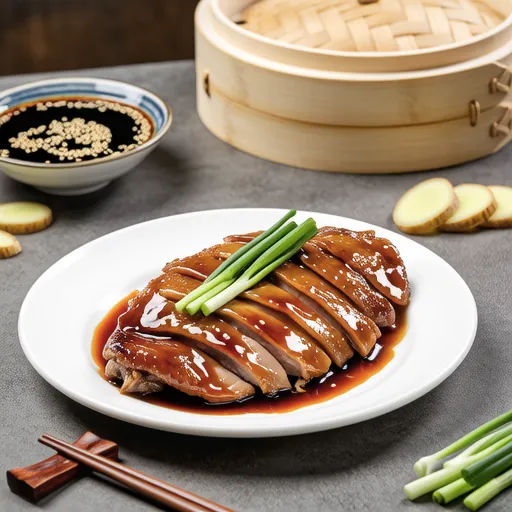 Steamed Chicken with Scallion Sesame Oil Sauce