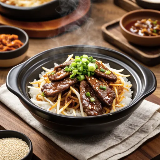 Bean Sprout and Beef Stir-fry Rice Bowl