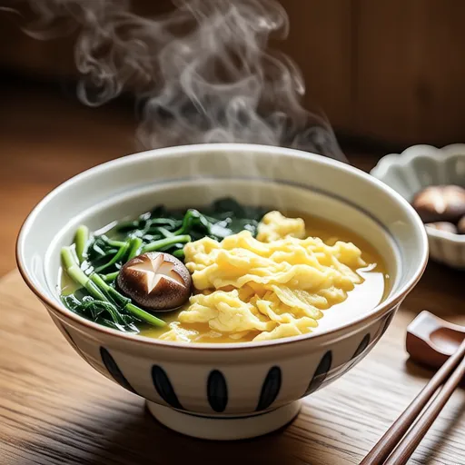 Komatsuna and Shiitake Egg Drop Soup