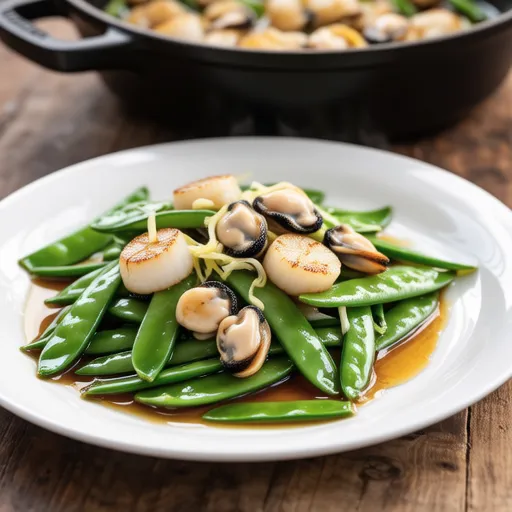 Snap Peas and Baby Scallops Ginger Stir-fry