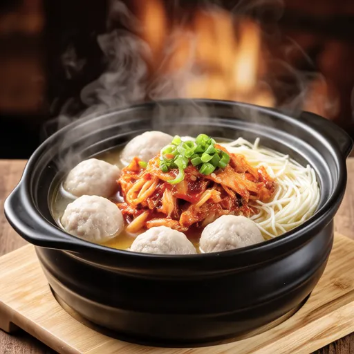Meatball and Vermicelli Kimchi Hotpot