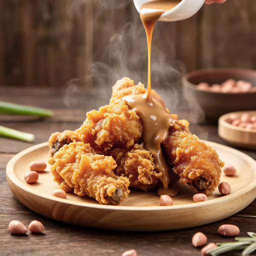 Chicken Karaage with Peanut Butter Sauce