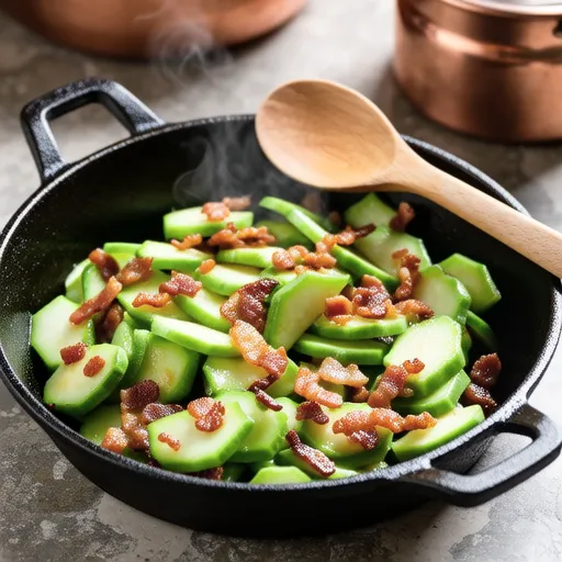 Stir-fried Sponge Gourd with Bacon