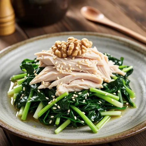 Nanohana and Salad Chicken Mustard Mix