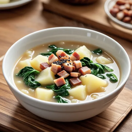 Potato and Bacon Soy Milk Sesame Miso Soup