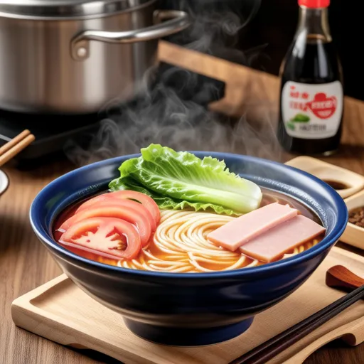 Tomato and Lettuce Chinese-style Soup with Vermicelli