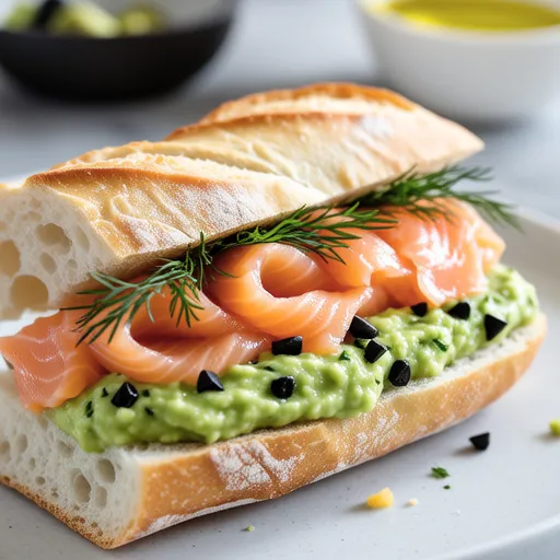 Avocado and Salmon Stuffed Baguette