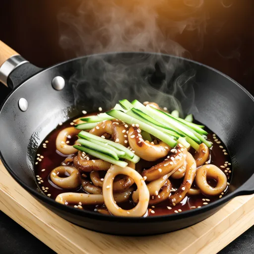 Stir-fried Cucumber and Squid with Soy Sauce