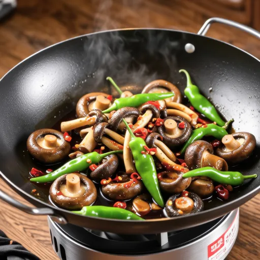 Stir-fried Shiitake Mushrooms with Shishito Peppers