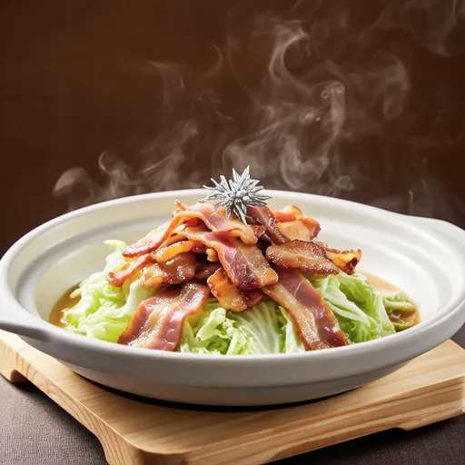 Stir-fried Cabbage and Bacon with Butter and Bonito Flakes