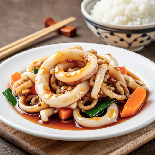 Stir-fried Squid with Carrot and Oyster Sauce