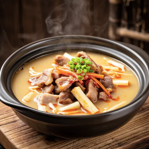 Spicy Pork Belly and Enoki Soy Milk Soup