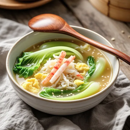 Lettuce and Crab Stick Chinese Soup