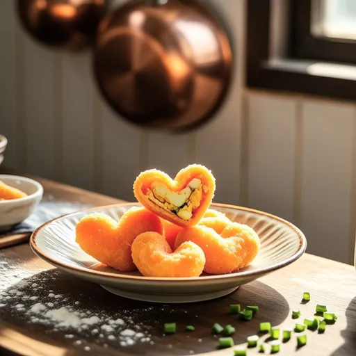 Heart-shaped Crab Stick Pancakes