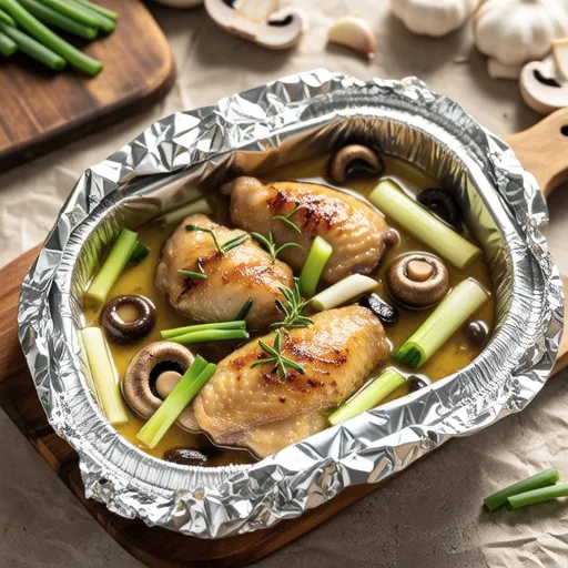 Garlic Butter Chicken and Leek Foil Bake