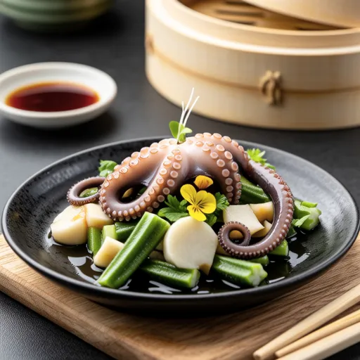 Okra and Octopus Wasabi Salad