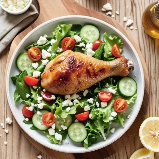 Chicken Caesar Salad with Cut Vegetables