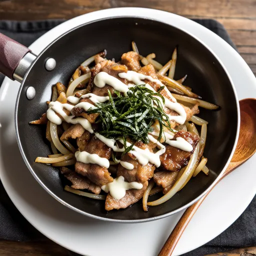 Pork and Bean Sprouts with Seaweed Mayo Stir-fry