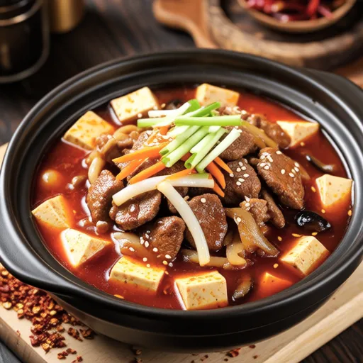Spicy Pork Belly and Tofu Stew with Chives