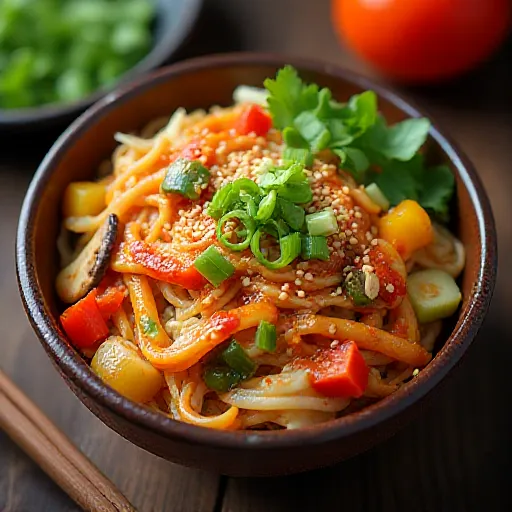 Spicy Stir-fried Glass Noodles Rice Bowl