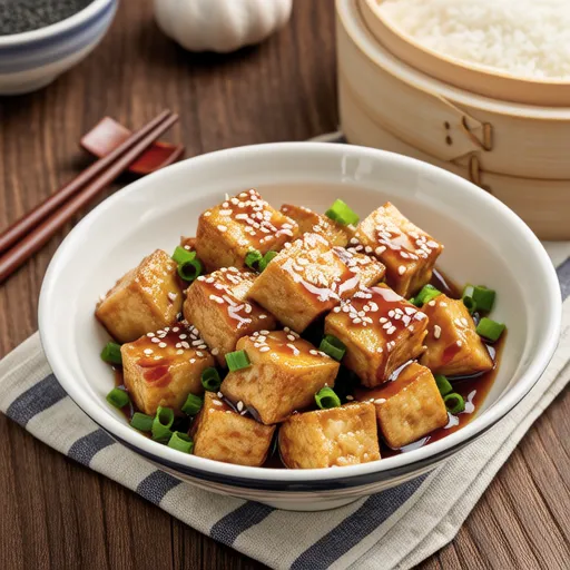 Sesame Oil Tossed Fried Tofu