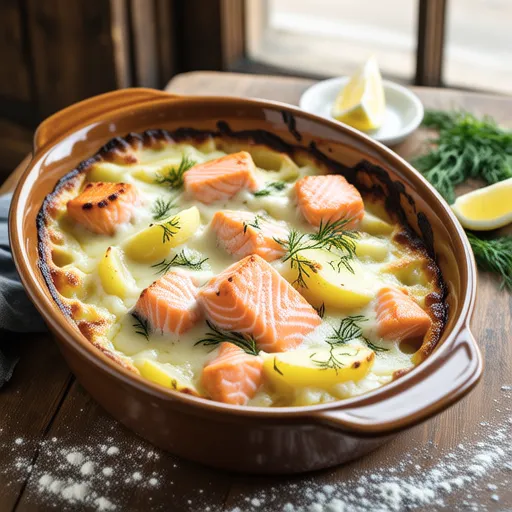 Salmon and Potato Curry Cream Bake