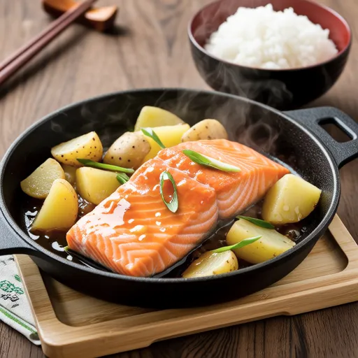 Salmon and Potato Butter Soy Sauce Stir-fry