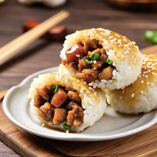 Sweet and Savory Pork-Stuffed Grilled Rice Balls