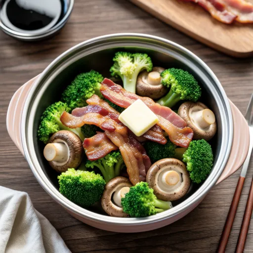 Broccoli and Enoki Mushroom Microwave Steamed Dish