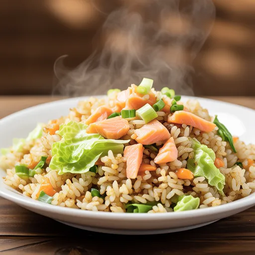 Salted Salmon and Crispy Lettuce Fried Rice