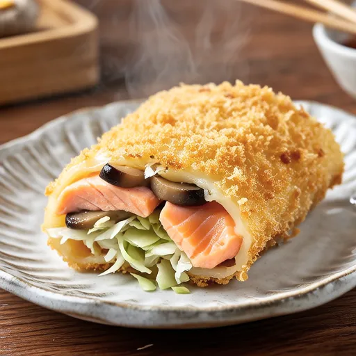 Salmon and Mushroom Okonomiyaki