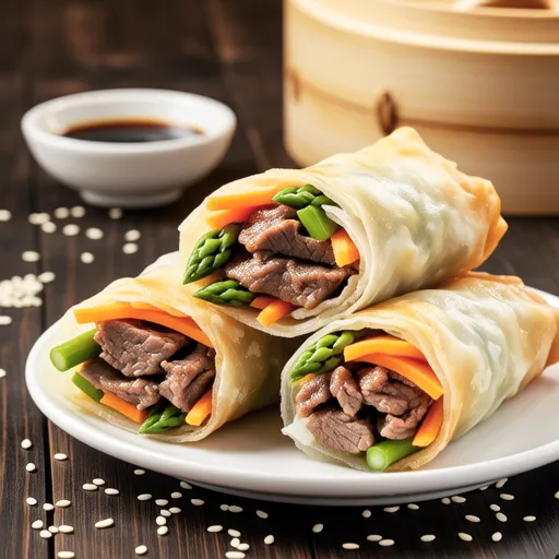 Beef and Asparagus Spring Rolls