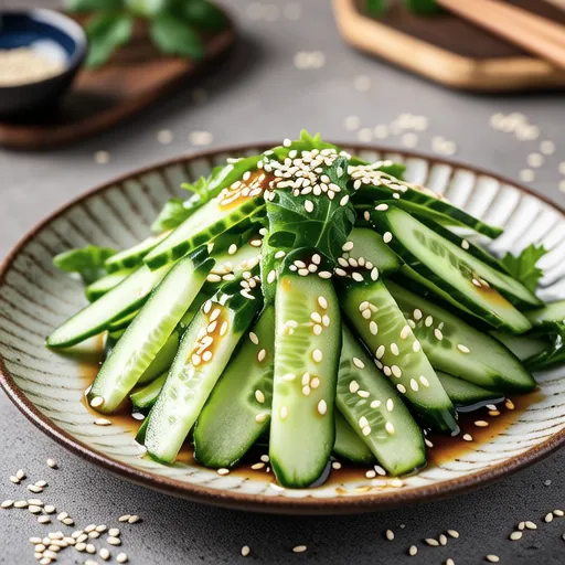 Cucumber and Mizuna Sesame Salad