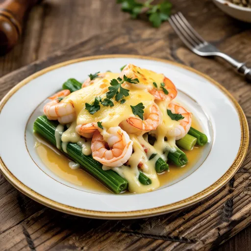 Chicory and Shrimp Gratin