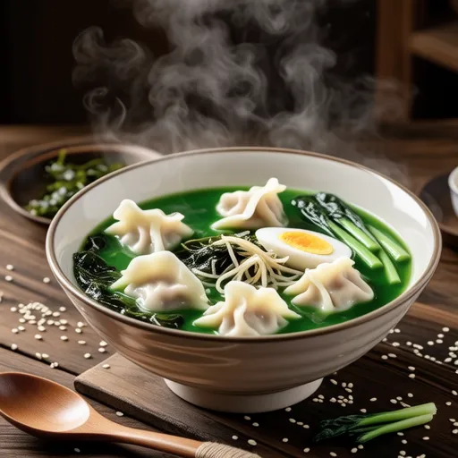 Green Beans and Egg Wonton-style Soup