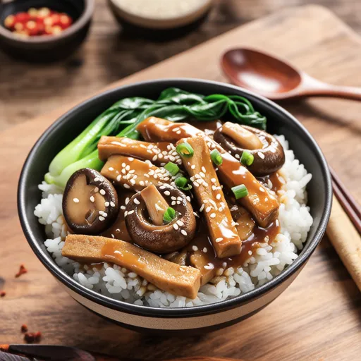Mushroom and Tofu Skin Rice