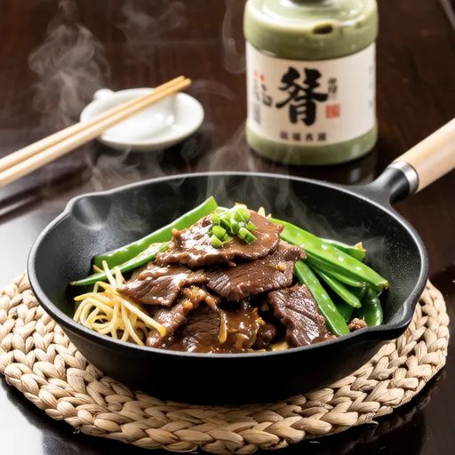 Stir-fried Pea Shoots and Beef with Sweet Miso