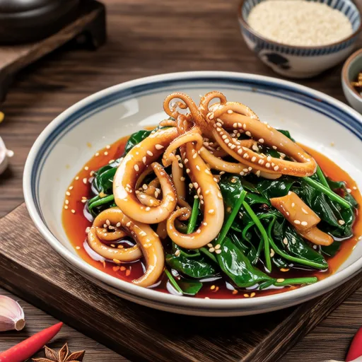 Spicy Stir-fried Squid and Komatsuna