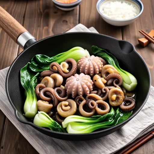 Garlic Stir-fried Octopus and Bok Choy